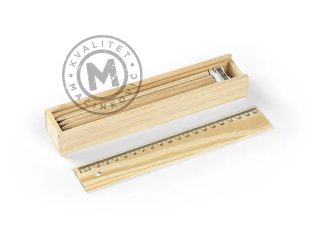 Set – colored pencils, sharpener and ruler, Pinto