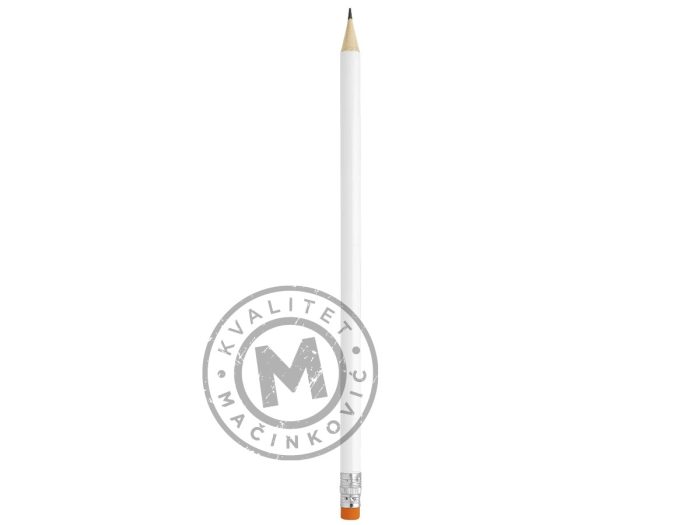 drvena-olovka-HB-sa-gumicom-pigment-white-narandzasta