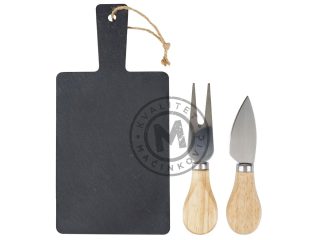 Slate stone serving platter and cheese set, Olio