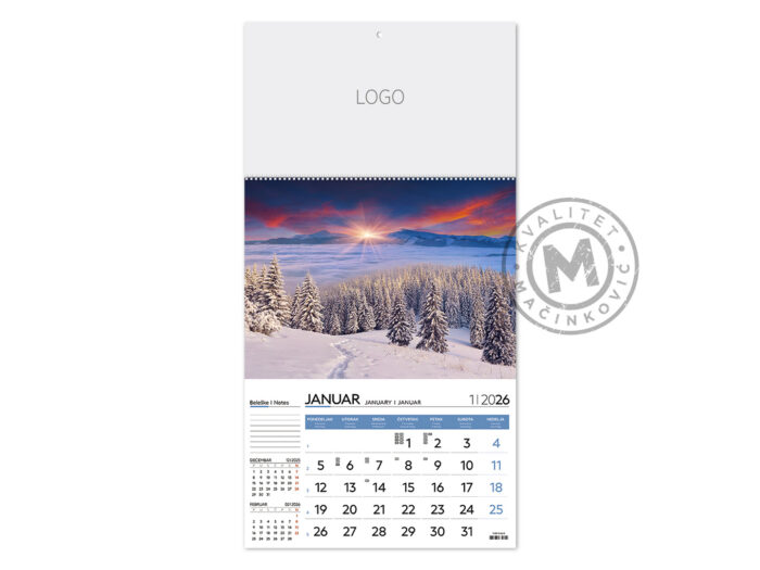 PRIRODA 58-Zidni kalenda: 12 listova, mesečni